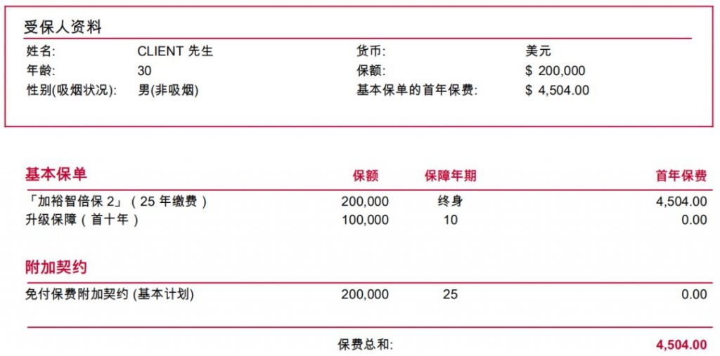 香港保诚单次赔付重疾险「危疾首护保」