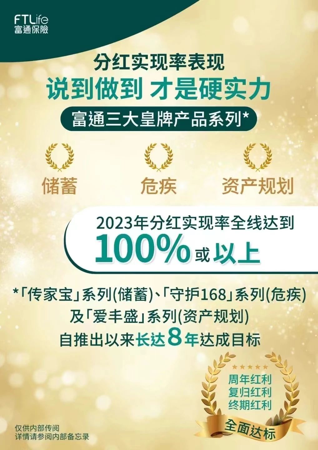 富通FTLife 三大王牌产品系列-2023年分红全线系列——实现率100%_香港保险信息网