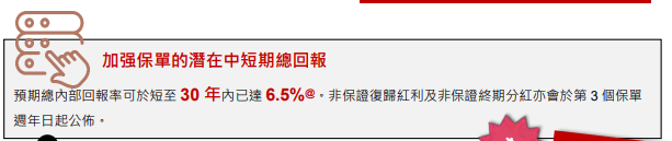 友邦推出首款6.5%产品「环宇盈活」功能更强大，回本时间更短，前期现价更高。